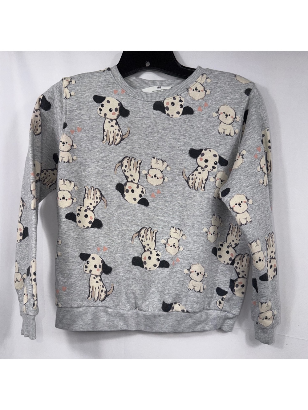 H&M Girls Dog Print Gray Sweatshirt Size 8/10